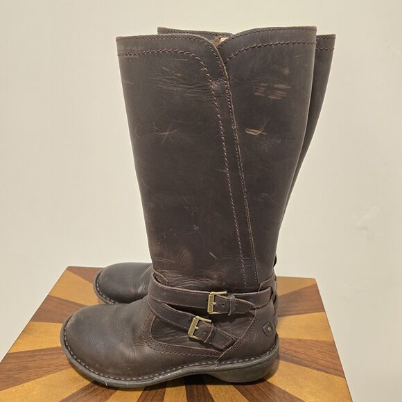 UGG Australia Rosen Riding Boots Brown Leather 7 Womens Wool Fur Lined Winter - Picture 5 of 15